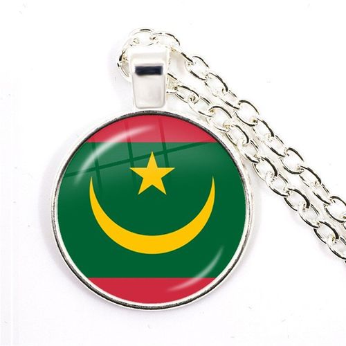 Collier Avec Cabochon En Verre Pour Femmes, 25mm, Pendentif Avec Drapeau National De La Guinée, Du Mali, Du Paraguay, Du Paraguay