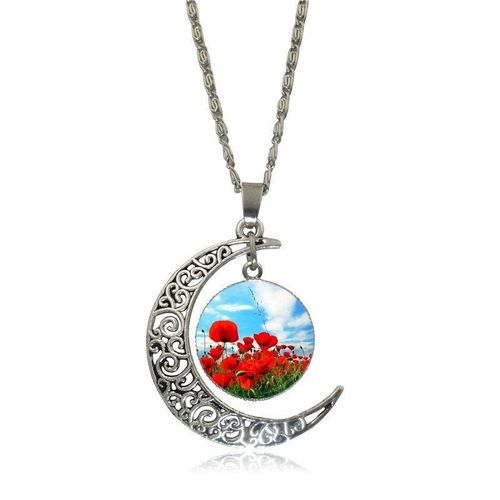 Collier En Verre Couleur Argent Pour Femmes, Marque De Fête, Bijoux À La Mode, Déclaration De Lune, Pendentifs