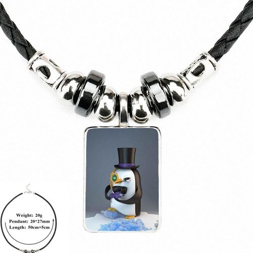 Collier Long En Cuir Noir Pour Homme Et Femme, Pendentif Avec Cabochon En Verre