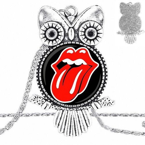 Collier Cabochon En Verre Émaillé Pour Femmes, Pendentif Hibou, Bijoux Unisexe, Cadeau De Fête, Langue Rouge