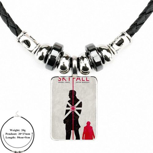 Collier En Cuir Noir Avec Pendentif Et Perle En Verre, Style James Bond Spectre Skyfall, Pour Hommes Et Femmes, Idée Cadeau, 007