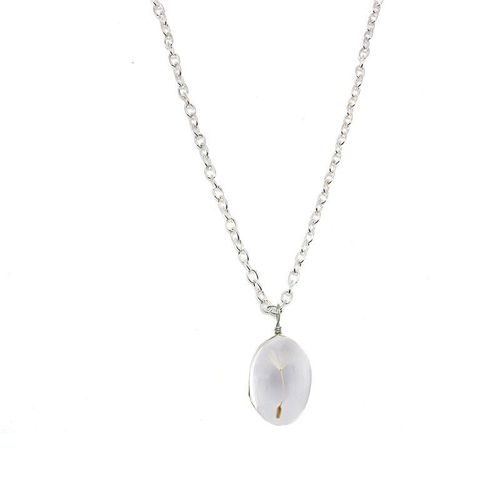 Collier À Pendentif En Forme De Pissenlit Pour Femmes, Boule De Verre, Breloque, Tendance, Naturel, Transparent, Boule De Souhait Porte Bonheur