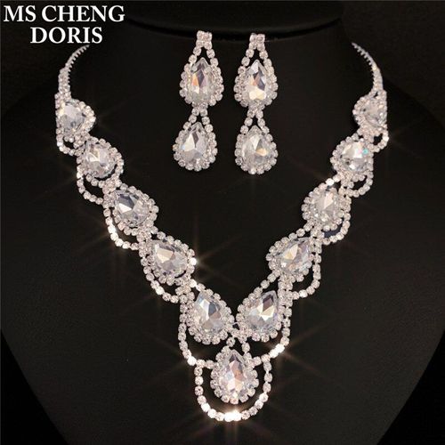Ensemble De Bijoux De Mariée En Cristal Bleu Royal, Bijoux De Luxe, Collier Ras Du Cou, Boucles D'oreilles Pour Femmes, Ensembles De Bijoux De Mariage