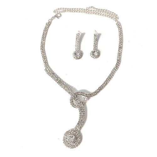 Ensembles De Bijoux De Mariage À La Mode, Collier Ras Du Cou, Boucles D'oreilles En Cristal, Goutte D'eau, Plaqué Argent, Bijoux De Mariée, Livraison Directe