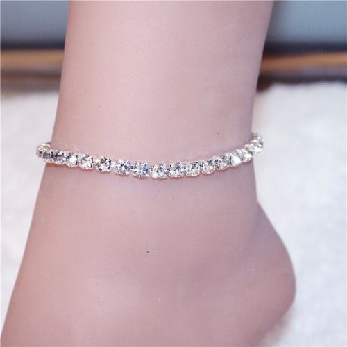 Bracelet De Cheville Double C¿Ur En Strass Couleur Argent Pour Femmes, Chaîne Scintillante, Ajourée, Amour, Pied, Jambe, Bijoux