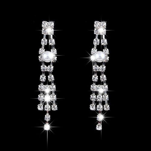 Ensemble De Bijoux De Luxe Pour Femmes, Collier Et Boucles D'oreilles, Longs Pompons, En Zircon Cristal, Pour Mariée, Mariage