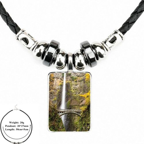 Collier À Cabochon En Verre Pour Femme Et Fille, Bijou Vintage En Cuir Noir Avec Pendentif Et Perles