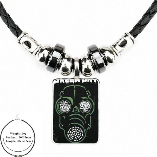 Album De Musique Jour Vert Pour Femmes Et Enfants, Cuir Noir, Perle, Pendentif, Verre Fait À La Main, Long Collier, Bijoux, Bon État