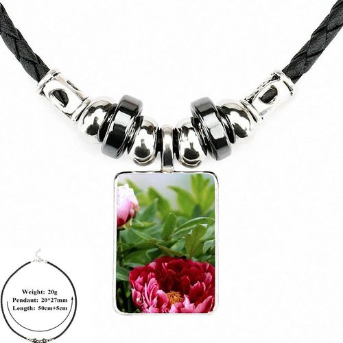 Bijoux En Cuir Noir, Fleur De Tulipes Rouges Avec Bulle De Verre, Pendentif Perle En Cuir Noir, Cabochon De Verre, Collier Ras Du Cou Pour Femmes, Cadeau Pour Enfants