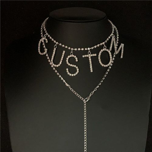 Collier Et Ceinture Avec Lettres En Strass Bricolage Et Filles, Chaîne Personnalisée Avec Pendentif En Cristal, Bijoux De Fête