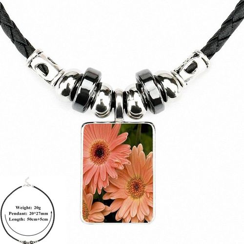 Collier En Cuir Noir, Pendentif Avec Cabochon En Verre, Long, Cadeau Pour Hommes Et Femmes