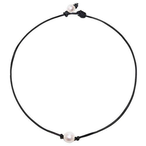Collier En Cuir Noir Pour Femmes, Pendentif Trois Perles, Ras Du Cou, Bijoux Faits À La Main