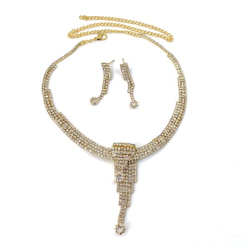 Parure De Bijoux Éthiopiens Couleur Or, Ensemble De Bijoux De Mariage Nigérian, Perles Africaines, Cristal, Longue Goutte, Strass
