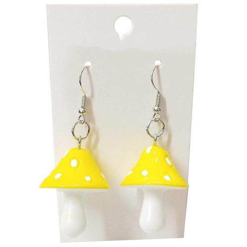 Boucles D'oreilles En Plastique Pour Femmes, 1 Paire, Pendentif Long En Forme De Champignon, Doux, Fait À La Main, Bijoux Pour Filles, Cadeau D'anniversaire Pour Enfants