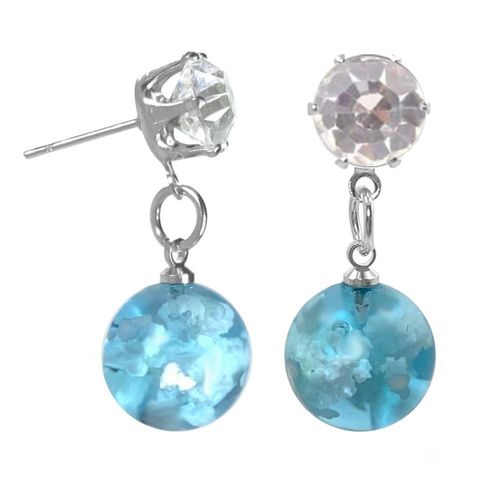 Boucles D'oreilles Créatives En Résine Pour Femmes, Boule Ronde Transparente, Nuage Bleu Ciel Blanc, Boucle D'oreille Bohème, Bijoux Amusants