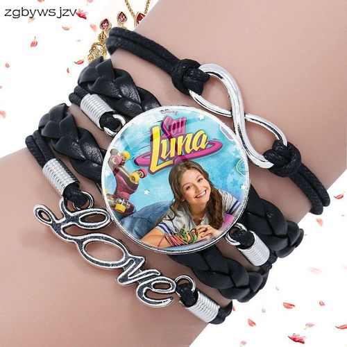 Bracelet En Cuir Noir Super Pop Singer Soja Luna Nouveauté, Déclaration En Verre Pour Femmes, Rond Multicouche