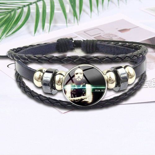 Bracelet En Cuir Noir Pour Femmes, Bijoux De Noël, Cabochon En Verre, Cadeau De Noël Marilyn Manson Sean Warner