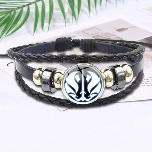Bracelet En Cuir Noir Unisexe, Emblème De La Commande, Cadeau De Fête, Bijoux, Bijouterie