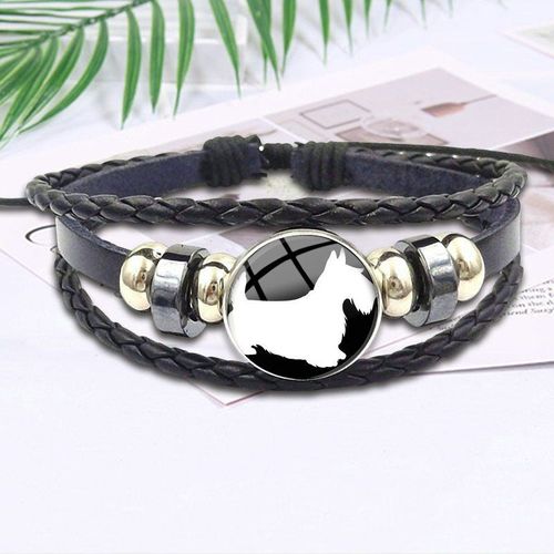 Bracelet En Cuir Noir Écossais Pour Filles, Bijoux Vintage, Plaqué, Pour Filles