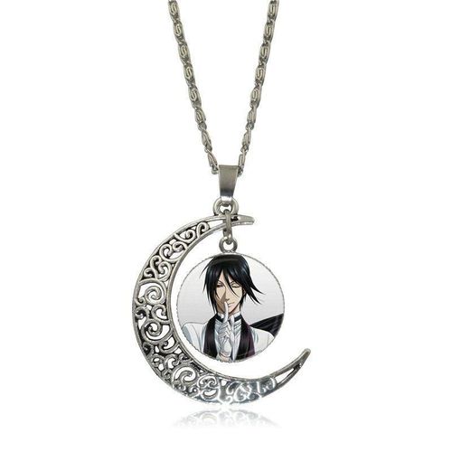 Cabochon En Verre Pour Femmes Et Filles, Fait À La Main, Pendentif Lune, Collier Ras Du Cou, Bijoux Majordome Noir