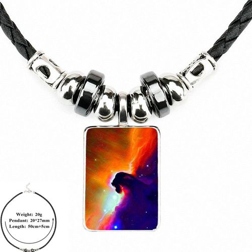 Collier De Perles En Cuir Noir Pour Filles, Bijoux Maxi Vintage, Pendentif, Cabochon En Verre