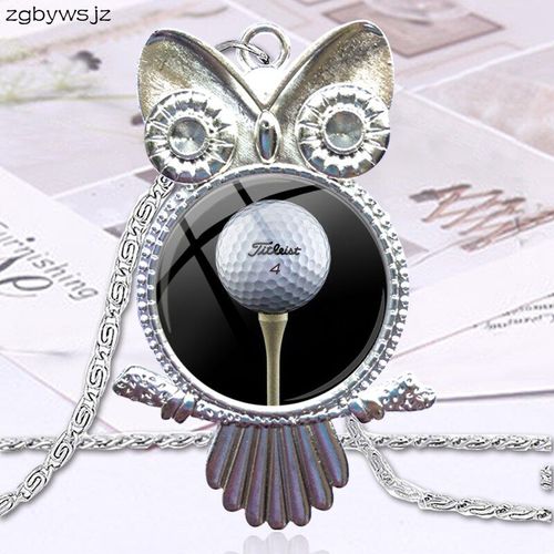 Collier Cabochon En Verre Pour Femme Et Fille, Pendentif De Golf, Hibou, Bijoux