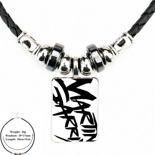 Bijoux Hip Hop Unisexe Avec Pendentif En Cuir Noir, Cabochon En Verre, Collier Ras Du Cou, Logo Martin Garrix