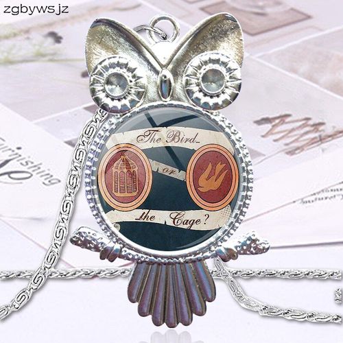Cage En Forme D'oiseau Noir Pour Filles, Pendentif De Galaxie En Verre, Collier De Hibou Plaqué Pour Femmes, Bijoux, Vente En Gros