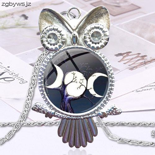 Collier Ras Du Cou Avec Cabochon En Verre Pour Femmes Et Filles, Bijou De Couleur Bronze, Fait À La Main, Déesse Géante De La Triple Lune