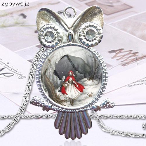 Collier Ras Du Cou Pour Femmes, Mode Années 90, Cabochon En Verre, Pendentif, Plaqué, Bijoux De Déclaration, Petit Chaperon Rouge