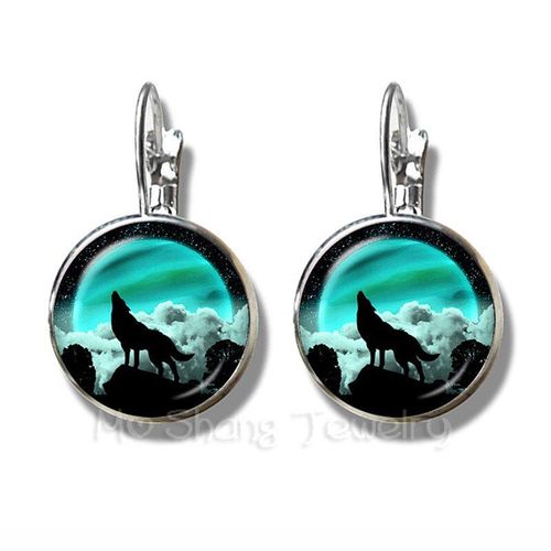 Boucles D'oreilles En Forme De Tête De Loup Pour Femmes, Bijoux Punk En Métal Plaqué Argent, 16mm De Diamètre