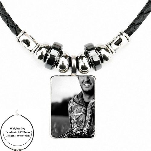 Bijoux Vintage Luke Bryan, En Cuir Noir, Pendentif Perle En Verre, Cabochon, Collier Pour Cadeau Unisexe