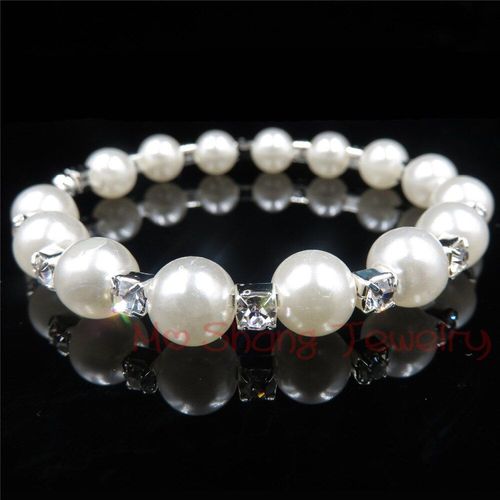 Bracelet En Cristal Plaqué Argent, 3 Rangées, Perles Cubiques, Strass, Breloques, Bijoux