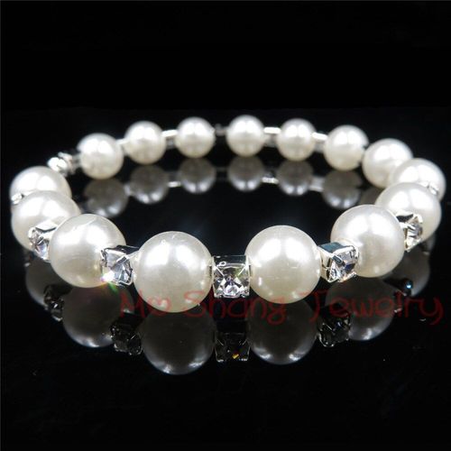 Bracelet En Cristal Cubique, 1 Rangée, Imitation De Perles, Strass, Accessoires De Bijoux À La Mode