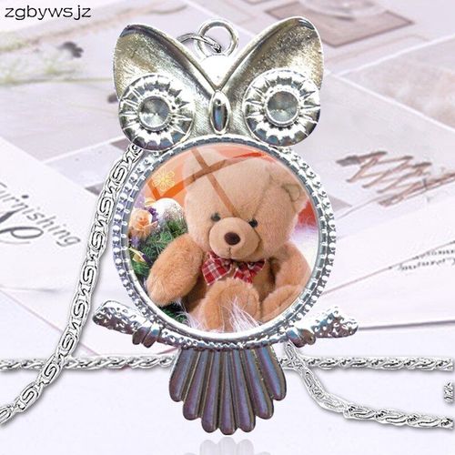 Collier Fait À La Main Pour Filles, Chaîne Longue Avec Hibou, Bijoux Pour Filles, Ours En Peluche Mignon