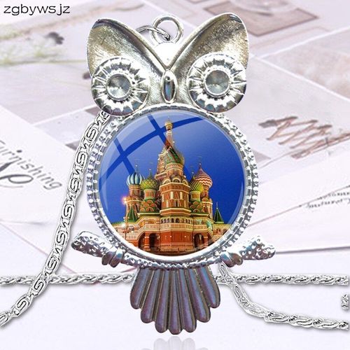 Collier De Construction De Conte De Fées Pour Femmes, Bijoux Ras Du Cou En Verre Plaqué, Cabochon, Long Pendentif Hibou
