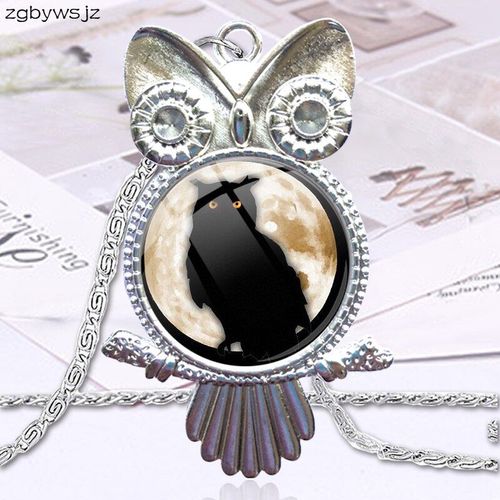 Collier Animal Classique Pour Filles, Fait À La Main, Bijoux À La Mode, Hibou, Pendentif En Verre