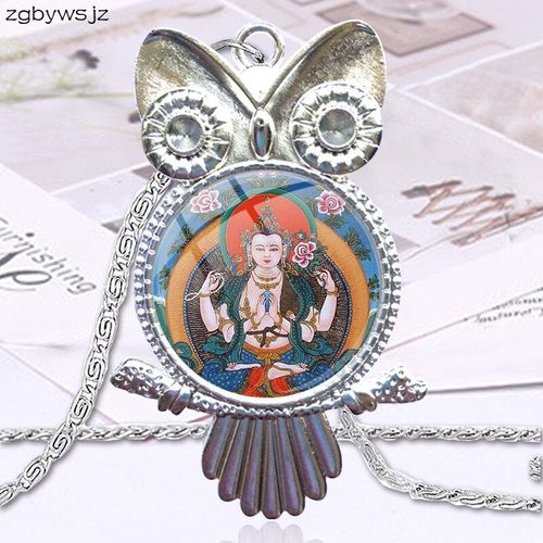 Collier Ras Du Cou Avec Pendentif Bouddha, Cabochon En Verre, Hibou, Couleur Bronze, Bijoux Pour Femmes Et Filles De Haute Qualité