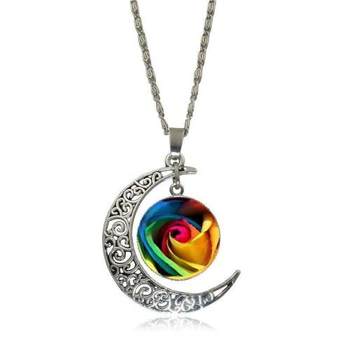 Collier Ras Du Cou En Forme De Lune Fait À La Main, Bijoux Multi Motifs Pour Femmes Et Filles, Fleur De Rose Faite À La Main