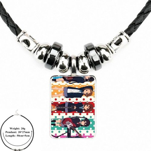 Collier En Cuir Noir Vintage Pour Filles, Pendentif Avec Perles En Verre, Cabochon, Ras Du Cou, Cadeau Fait À La Main, K On