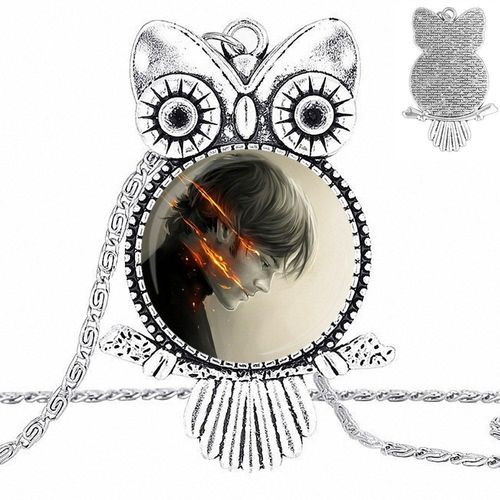 Collier Pour Hommes Et Femmes, Cadeau Surnaturel, Cabochon En Verre Sam, Pendentif, Hibou, À La Mode