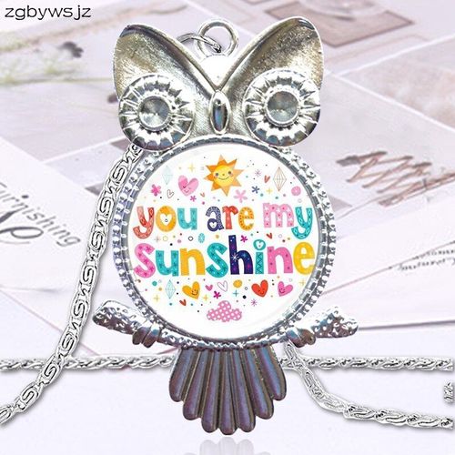 Vous Êtes Mon Soleil, Cabochon En Verre Couleur Bronze, Avec Pendentif En Forme De Hibou, Collier Ras Du Cou Pour Femmes, Haute Qualité