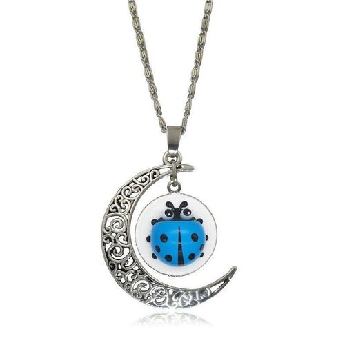 Collier En Verre Vert Glacé Pour Filles, Cadeau, Cabochon, Pendentif Lune, Ras Du Cou, Bijoux