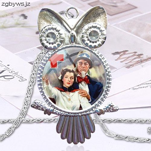 Collier Ras Du Cou Avec Pendentif En Verre Pour Femme, Ras Du Cou, Hibou, Croix Rouge, Médecin Et Infirmière