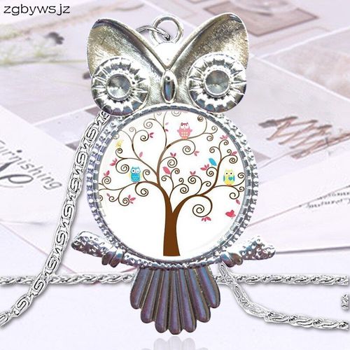 Le Chef D '¿Uvre De Vermeer, Joli Arbre Coloré, Pour Femmes, Filles, Cabochon En Verre, Ras Du Cou, Hibou, Collier, Couleur Bronze, Bijoux
