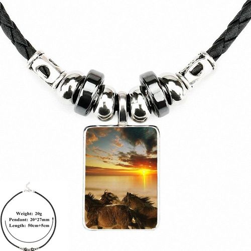 Collier Ras Du Cou Pour Homme Et Femme, Bijoux En Cuir Noir, Avec Pendentif En Perles