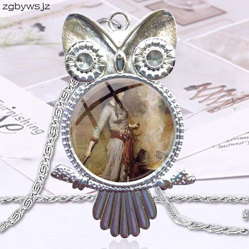 Bijoux Vintage En Verre, Cabochon Ras Du Cou, Long Collier Hibou Pour Femmes Filles Fait À La Main Le Cercle Magique