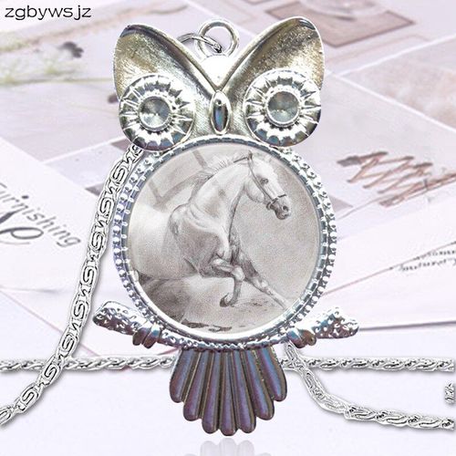 Pendentif Galaxie En Verre Pour Femmes Et Enfants, Colliers Plaqués, Bijoux Cheval Noir Et Blanc