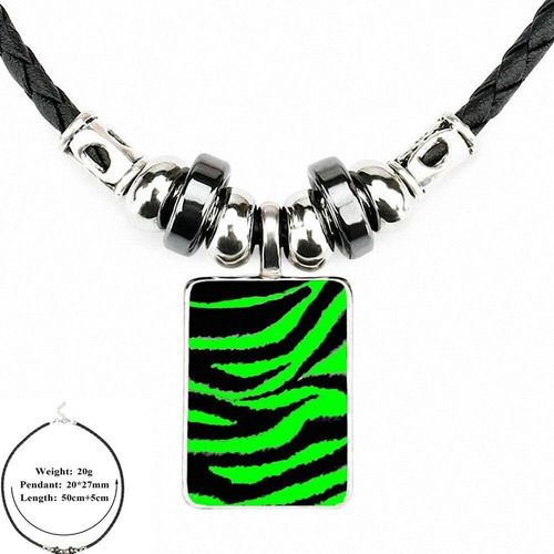 Bijoux En Cuir Noir, Pendentif Perle En Verre, Cabochon, Collier Ras Du Cou Pour Femmes, Cadeaux Pour Garçon, Léopard Vert, Harajuku