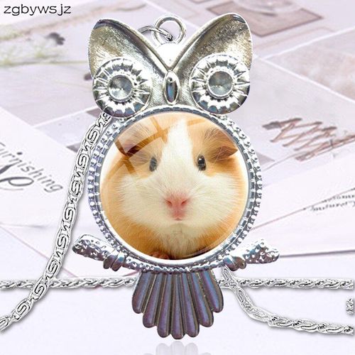Collier Ras Du Cou En Verre Pour Femme, Pendentif, Motif Cochon D'inde, Cabochon, Hibou, Bijoux, Cadeau De Fête